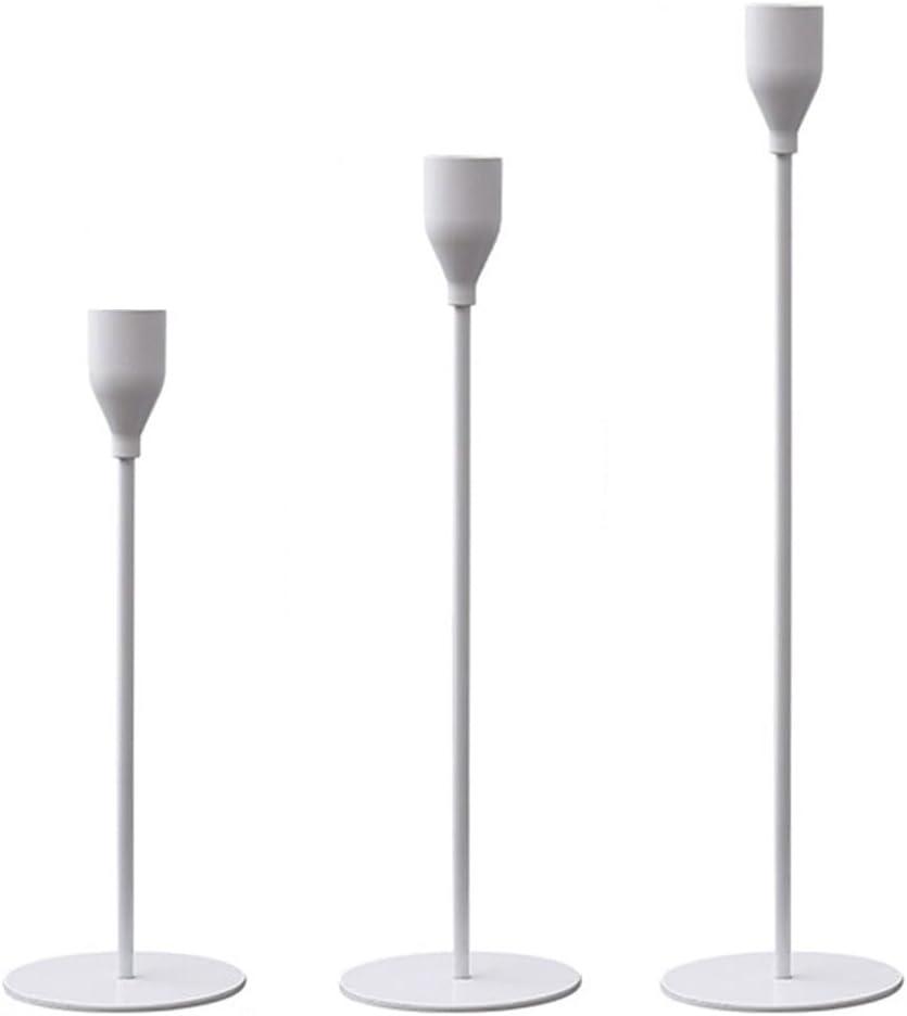 Movocaty Candlestick Holders Set of 3 Taper Candle Stick Holders, Mantel White Candlestick Holders for 3/4" Taper&Led Candle, Elegant Candle Holder Centerpiece for Wedding/Party/Dinning/Anniversary