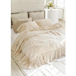 Cotton Linen Ruffle Duvet Cover Bohemian Bedding 1 Pcs with Ruffles Softened Comforter Cover 60x120Inch