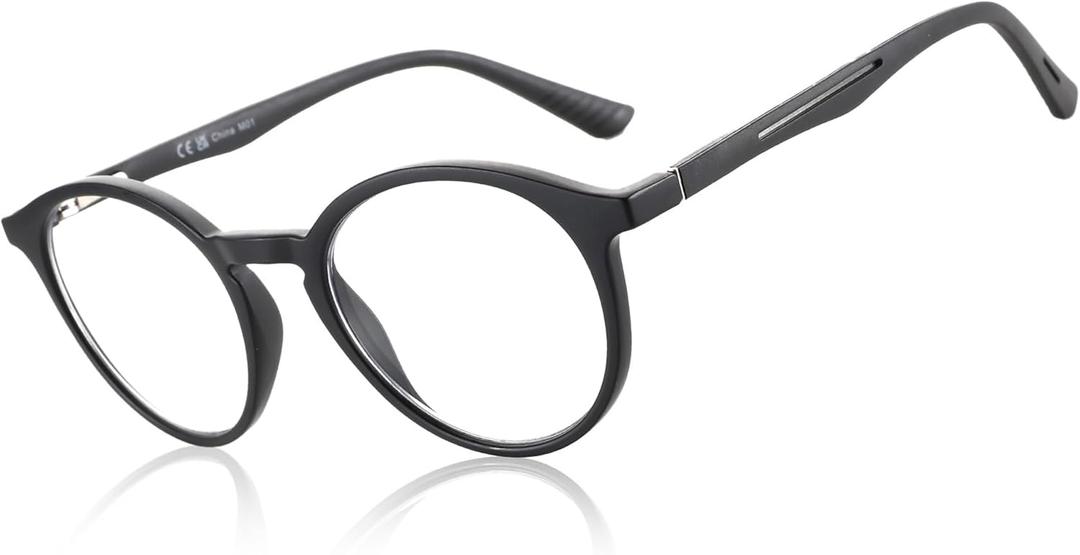 BLUEMOKY Reading Glasses for Men and Women: Blue Light Round Classic Eyeglasses - Computer Readers Glasses (C01 Black)