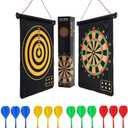 Magnetic Dart Board, Indoor Outdoor Dart Games for Kids with 12pcs Magnetic Darts, Safety Toy Games, Rollup Double Sided Board Game Set for Gifts