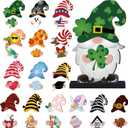 Blulu 32 Pcs Interchangeable Wooden Gnome Decor Valentines St. Patrick's Day Easter Holiday Seasonal Tiered Tray Decor Gnomes with Magnet Pieces Welcome Sign for Holiday Decorations (Fresh)