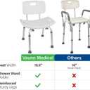 FSA/HSA Eligible, Vaunn Tool-Free Assembly Adjustable Shower Chair Spa Bathtub Seat Bench with Removable Back