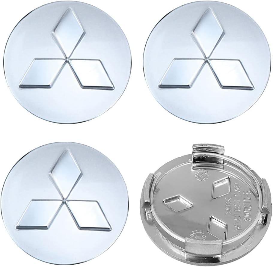 4PCS Wheel Center Caps for Mitsubishi Eclipse Spyder Pajero Sport Endeavor, 60mm/2.36" Car Wheel Hub Caps ABS Rim Center Hub Cover (Silver)