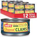 Snow's Wild Caught Chopped Clams Canned, 6.5 oz Can (Pack of 12) - 5g Protein Per Serving - Gluten Free, Keto Friendly, 99% Fat Free, Best By: Jun/2028