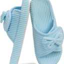 House Slippers for Woman with Arch Support Womens Open Toe Adjustable Slippers, Orthopedic Shoes for Home Indoor, Cute Ladies Slides for Bedroom Non Slip 5-12 (Blue)