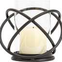 Hurricane Glass Pillar Candle Holder Craftsmanship with Removable Glass for Halloween, Christmas, Thanksgiving, New Year, Wedding Party Anniversary Home Decor (Black)