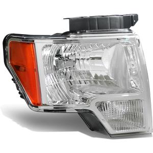 Auto Dynasty Headlight Assembly Compatible with 2009-2014 Ford F-150, Factory Style Headlamp Replacement, Passenger Right Side, Chrome Housing Amber Corner, FO2503287