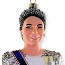The Bridge Collection 10.25" Princess Kate Middleton Glass Hanging Christmas Ornament- Royal Family - Royalty Ornament of Prince William's Wife- Bust of The Princess of Wales