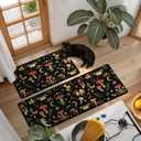 Mushroom Rug Kitchen Mats for Floor Cushioned Anti Fatigue Kitchen Rugs Sets of 2, Non Slip Waterproof Black Kitchen Floor Mat, Comfort Memory Foam Standing Mat for Office Laundry Sink Desk, 46''lx17''w+29''lx17''w-0.4''h