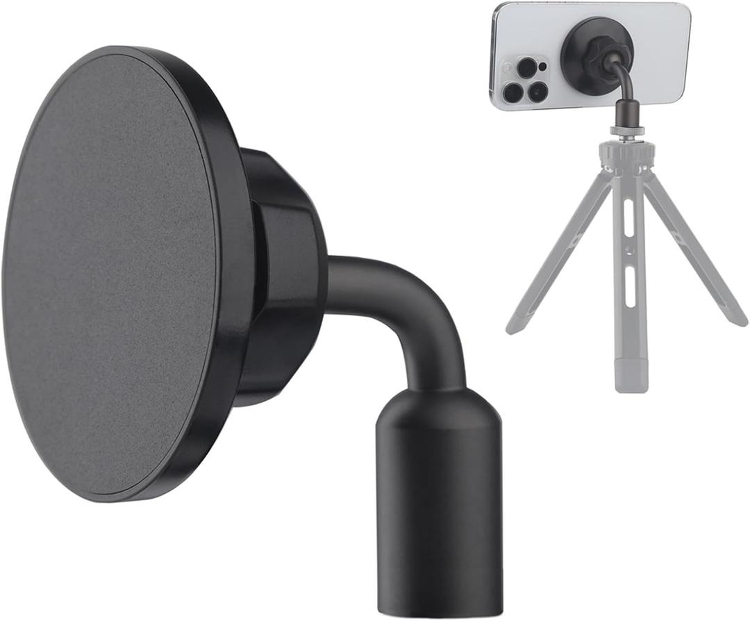 Magnetic Phone Tripod Mount Adapter for Magsafe with 1/4"-20 Hole [Metal Foot], Compatible with iPhone 16 15 14 13 12 All Phones