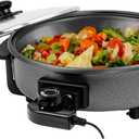 OVENTE 11.5-Inch Electric Skillet & Frying Pan, 1400W Nonstick Cooking Pan with Adjustable Temperature Control, Tempered Glass Lid with Steam Vent, Cool-Touch Handles, Easy-Clean Black SK11112B