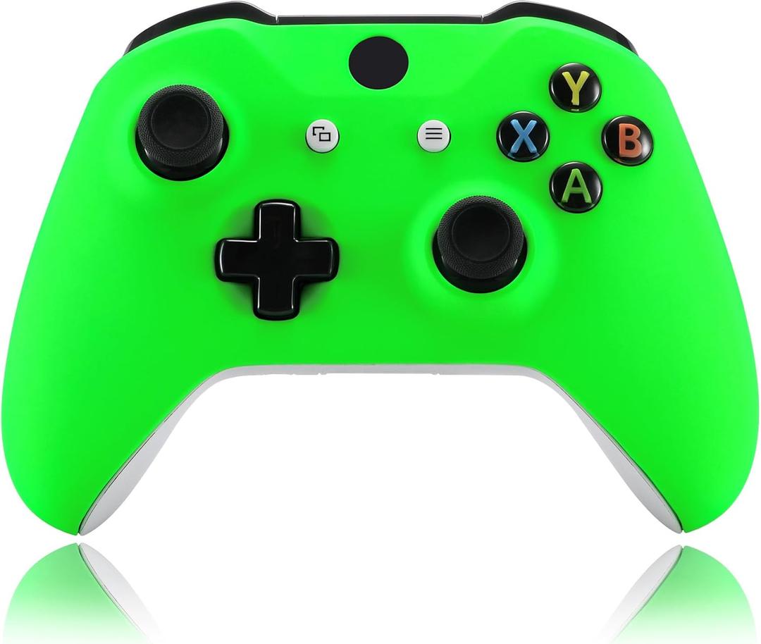 eXtremeRate Neon Green Soft Touch Grip Front Housing Shell Faceplate for Xbox One X S Controller Model 1708 - Controller NOT Included
