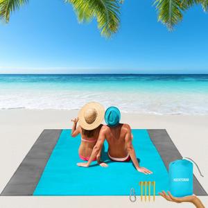 AOCKTOBAR Beach Blanket, 83''*79''(210 * 200cm) Waterproof Sandproof Picnic Blankets for 3-5 Adults, Oversized Lightweight Beach Mat, Big & Compact Picnic Mat for Travel, Camping, Hiking, Beach, Blue