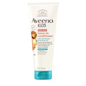 Aveeno Kids Coily Hair Leave-In Conditioner, Toddler Leave-In Conditioner for Sensitive Scalps Gently Detangles & Moisturizes Leaving Natural Curls & Coils Smooth, Hypoallergenic, 8 fl. oz