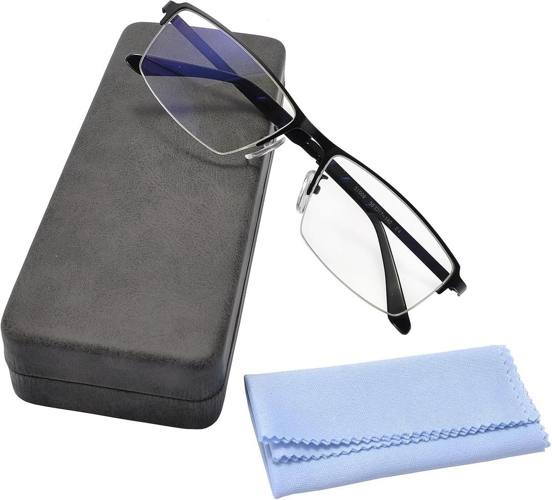 Computer Blue Light Blocking Glasses For Men Computer Gaming Glasses Metal Half Frame Clear Lens Eye Protection