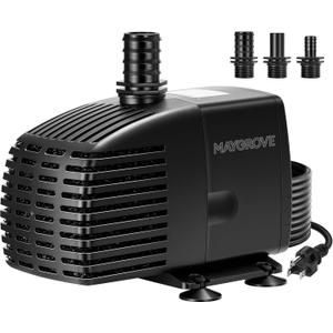 Submersible Water Pump, 880 GPH Water Pump with Sponge Filter, 10 ft High Lift, 3 Outlet Adapters For Aquarium, Pond, Fountain, Hydroponics