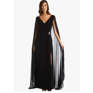 R&M Richards Women's Heavenly Grace Cape Gown Black Size 8