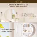 TETOTE Bathroom Mirror Cabinet 28 x 28 White Round Bathroom Medicine Cabinet with Mirror Adjustable Shelves Farmhouse Wall Mirror with Storage Surface Mounted