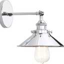 PERMO Vintage Industrial Metal Wall Sconce Lighting 180 Degree Adjustable Wall Lamp (Chrome)