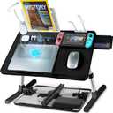 Laptop Lap Desk,Laptop Lap Desk Include Cooling Fan,Adjustable Lap Desk with Light Fan,Folding Laptop Desk for Bed with USB,Bed Desk with Storage Drawer,22.04"*12.59",Black (Black,56-32cm)