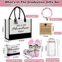 Thyle 6 Pcs Graduation Gifts for Her 2026 College Congratulations Grad Gifts for Women and So the Adventure Begins Tote Bag Makeup Bag Socks Bracelet Card Cup for Women High School Daughter Friends