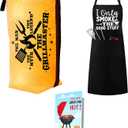 Grilling Smoker Apron & BBQ Blanket Accessories Gifts for Husband, Funny Christmas & Birthday Barbecue Accessories Tools Gifts for Men Who Have Everything (Black)