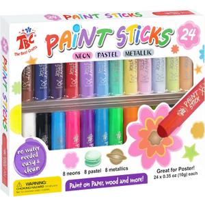 TBC The Best Crafts 24 Colors Mixed pack, Washable Paint, Non-toxic, Tempera Paint Sticks for Kids and Students