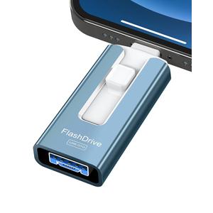 256GB USB Flash Drive for Phone and Pad, Photo Stick High Speed External USB Thumb Drives Photo Storage Memory Stick for Save More Photos and Videos (Blue, 256GB)