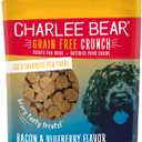 Charlee Bear Crunch Grain Free Dog Treats, Bacon and Blueberry, 8 Ounce Resealable Bag, Low Calorie Training Treats for Dogs, Limited Ingredient, Healthy, Crunchy Dog Snacks, Made in USA