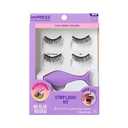 KISS imPRESS Strip Lash Kit Multipack Kit Pre-Glued Strip Lashes Kit, Sleek Natural, Black, 2 Pairs False Eyelashes