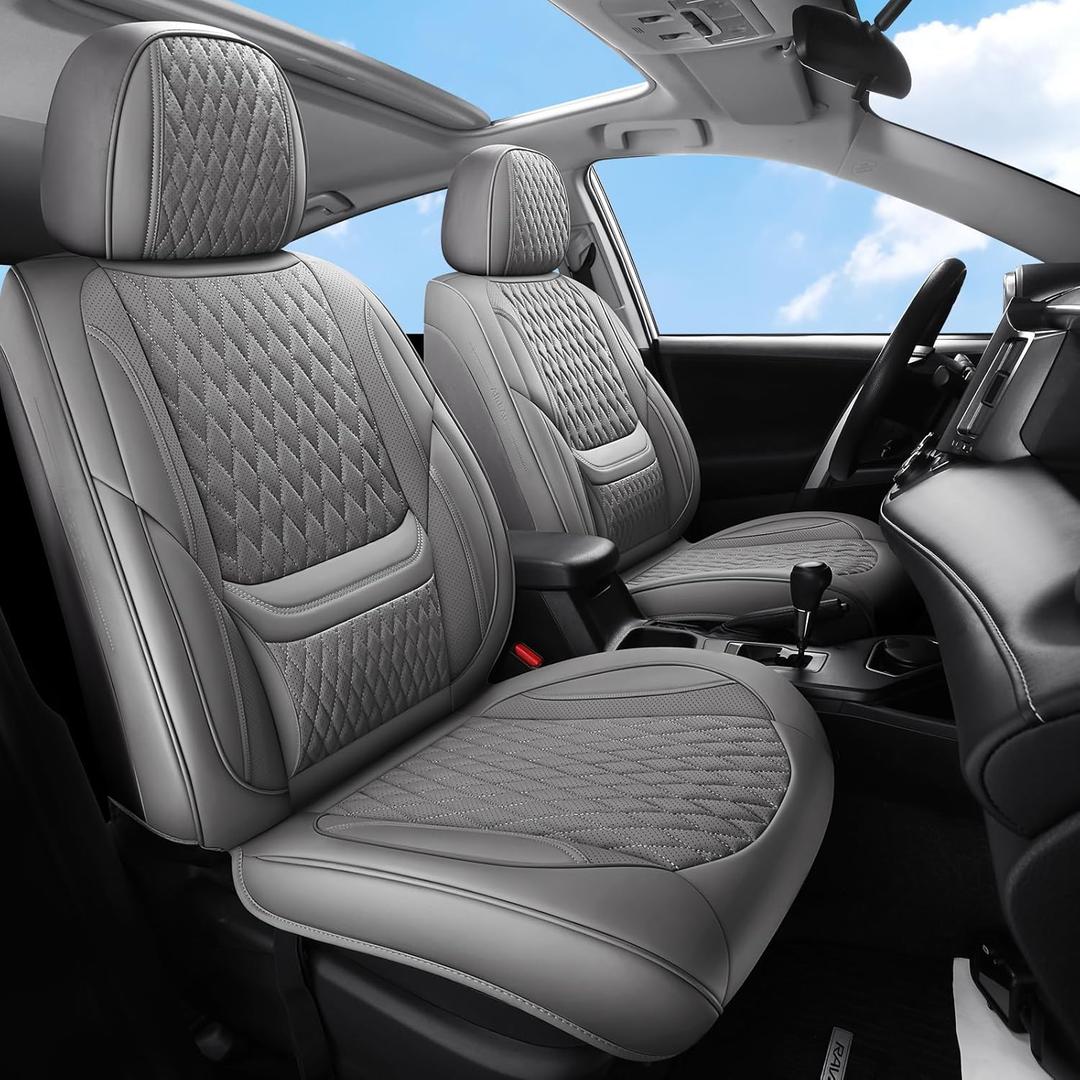 Leather Car Seat Covers,Car Seat Covers Full Set,Automotive Seat Covers 5 Seats,Fit for Most Cars SUV and Most Sedans Hatchbacks Crossovers,Breathable Waterproof Full Wrapping Edge Seat Covers