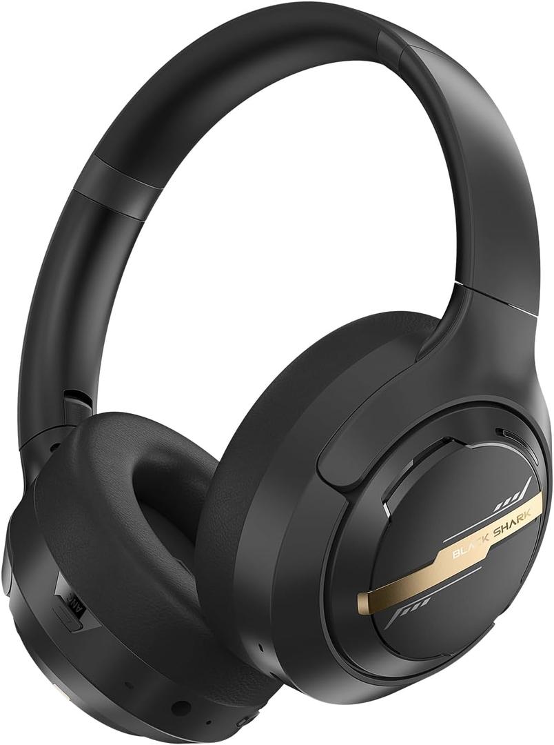 Black Shark JoyBuds Max Active Noise Cancelling Headphones, 50H Playtime Wireless Over Ear Headphones with Microphone, Bluetooth 5.4 Gaming Headsets Comfort Fit Ear Cups, 6EQ Modes via APP (Black)