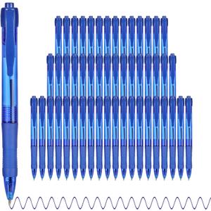 deegtran Pens Bulk, 50 Pack No Bleed Blue Ink Click Pens with Soft Grip, Wholesale Retractable Ballpoint Pens for Office School, Medium Point Smooth 1.0MM