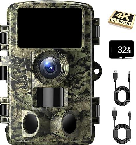 Dargahou Trail Camera  4K 48MP Game Camera with Night Vision, 0.05s Trigger Motion Activated Camera, IP66 Waterproof, 130 WideAngle No Glow Infrared LEDs for Outdoor Wildlife