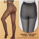 Delcast 2 Pairs Fleece Lined Tights WomenFake Translucent Thermal Sheer Thick Pantyhose Leggings for Winter (XXXL)