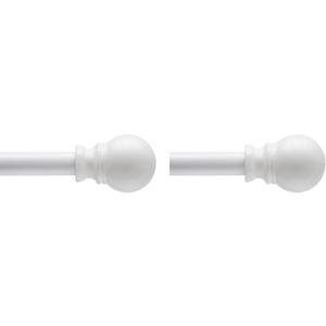 Kenney Davenport 1/2" Petite Caf Decorative Window Curtain Rod, 48-86", White & Davenport 1/2" Petite Caf Decorative Window Curtain Rod, 28-48", White