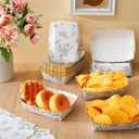 Havawish 48 Pack Sage Green Floral Plates Paper Food Trays Scalloped Disposable Food Boat Nachos Snack Hot Dog Taco Serving Trays for Birthday Bridal Shower Wedding Tea Party Decoration Supplies