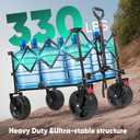 Sekey 220L Wagons Carts Foldable with Big All-Terrian Beach Wheels, Collapsible Heavy DutyWagon with Cup Holders, Extra Large Folding Wagon,Foldable Wagon for Camping, Garden, Sports. Grey