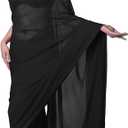 Women's Bollywood Chiffon Plain Sari Festival Uniform Saree Wrap Fabric (Black, XL)