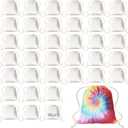 Drawstring Backpack Sublimation Blanks, Thickened Fabric White Cotton Canvas DIY for Tie Dye Bulk 48PCS