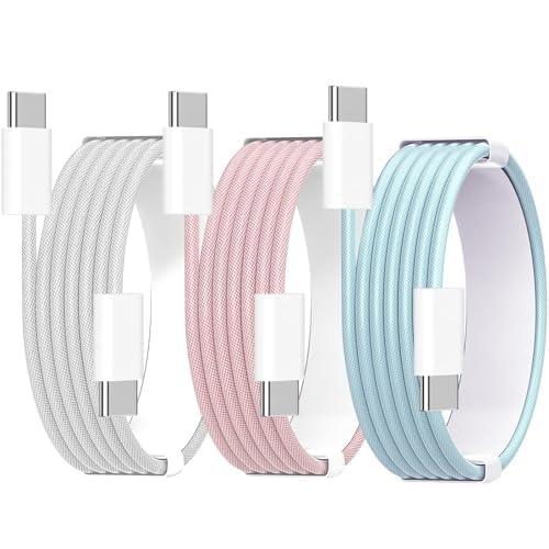 USB C Cable for iPhone 17 Fast Charging Cable, 3Pack 60W MFi Certified 6FT Long Braided Data Sync Charger Cord for iPhone 17/Air/16/15 Pro Max, iPad Pro, Air, Mini, MacBook, Vision Pro, Airpods