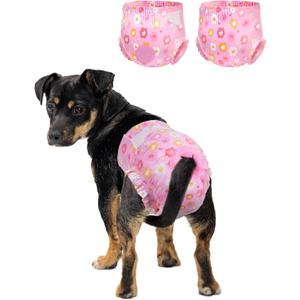 Pet Soft Dog Diapers Female, Disposable Female Dog Diaper, Doggie Diapers for Cat Puppy with Adjustable Foam Tail Hole(Pink,12XS)