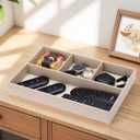 GORESE PU Leather Valet Tray, Stackable Jewelry Trays for Dresser, Drawer Nightstand Organizer Bedside Trays for Men Women, Entryway Desk Catchall Tray for Trinket, Key, Purse, Watch, Cologne, Beige