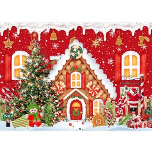 Alltten 7X5FT Christmas Backdrop Christmas Gingerbread House Backdrop Holiday Backdrops Xmas Party Decorations F235