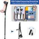 Forearm Crutches for Adults,Open Cuff,Handle with Light Reflector,Foldable and Height-Adjustable Elbow Crutches,High Density Sturdy Aluminum,A Pair, Black
