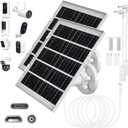 8W Solar Panel Charger for Outdoor Security Cameras, with Micro USB/USB-C and DC (35 x 135) Port, Fits Ring/Eufy/Wyze/Bird Feeder Camera, 13ft Cable, Fast Charging (2 Pack)