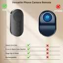 Wireless Camera Remote Control with Zoom for iPhone & Android, Bluetooth Camera Remote Shutter with Front/Rear Camera Switch for Photo & Video, Smartphone Bluetooth Clicker for TikTok.