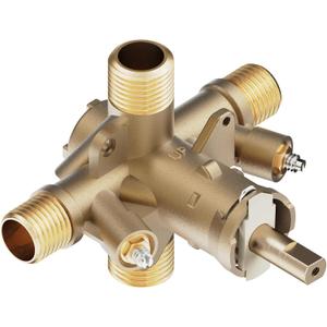 Shower Valve Replacement for Moen Posi-temp Valve, Brass 4 Port Valve, 1/2 Inch Connection, Adjustable Water Temperature & Scald Guard, Bathtub and Shower Rough-In(with Screwdriver Stops)