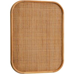 SOFE Woven Rattan Bulletin Board with Wood Frame, 20 26 Inches Decorative Pin Boards for Walls, Boho Message Boards, Home Kitchen Office Wall Organizer, Vertical or Horizontal, 26" x 20.1"