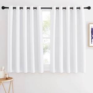 NICETOWN Room Darkening White Curtain for Bedroom - Window Treatment Thermal Curtain Grommet Light Blocking Sound Reducing Drape Privacy for Cafe/Kitchen (1 Panel, W66 x L54)